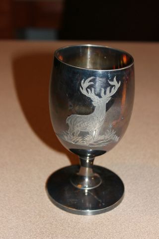 Vintage Silver Plated Meriden B.  Company 1503 Wine Goblet W/deer Stag Design
