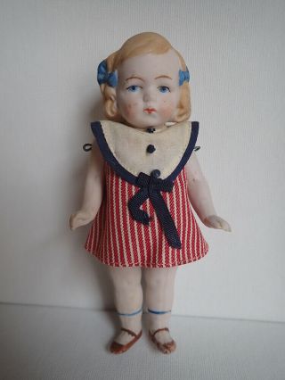 Cute Antique Depression Era All Bisque Jointed Doll 5 1/4 "