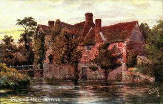 Gedding Hall Suffolk Postcard Moated Halls Raphael Tuck & Sons Oilette Antique