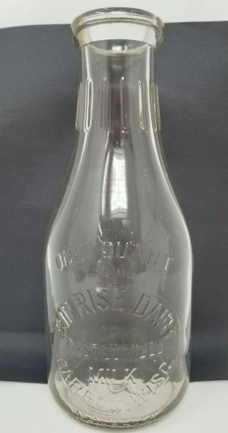Antique One Quart Sunrise Dairy Pasteurized Milk Barron Wisconsin Bottle