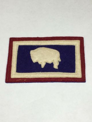 Rare Vintage Early Wyoming State Guard Red White and Blue Buffalo 2