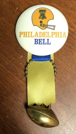 Rare 1974 Wfl World Football League Philadelphia Bell Button Pinback Ribbon