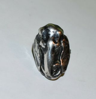 Old Vintage Unique One Of A Kind Rare Hand Made African Sterling Silver Elephant
