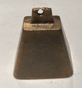 Antique Brass Cow Bell Old Vintage Farm Ranch Cattle Small Little 2 " X 2 " Bronze