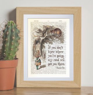 Alice In Wonderland Quote Dictionary Page Art Print Vintage Gift Antique Bookc17