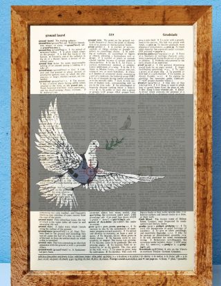 Banksy Armoured Dove Street Art Dictionary Page Art Print Vintage Gift Book R91