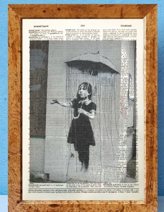 Banksy Rain Girl Street Art Dictionary Page Art Print Vintage Antique P77