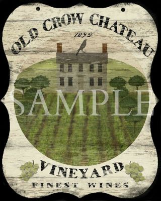 Primitive Old Crow Chateau Vineyard Saltbox Inn Tavern Sign Laser Print 8x10