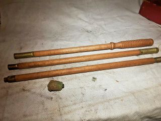 Antique Wooden Three Piece Shotgun Cleaning Rod - - Brass Hardware - - Tip