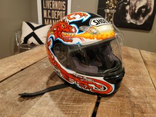 Shoei Rf - 1000 Size Xl Troy Lee Designs Orange Dragon Rare Motorcycle Helmet