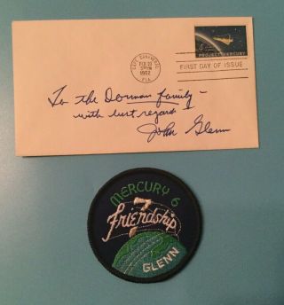 - John Glenn Nasa Mercury Astronaut Rare Signed Autograph Fdc,  Patch