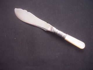 Vintage Silver Plated Butter Knife Mother Of Pearl Handle 6.  5 " Stylish