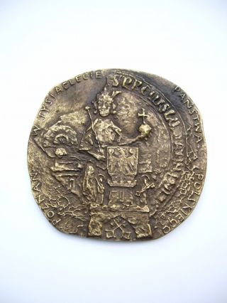 Rare Polish Historic Medal - 1000 Years From The Christianisation Of Poland - 1966