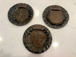 Rare Jan Barboglio Hand Forged Hammered Metal 7 " Plates Set Of 3 Crown Mark