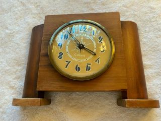Antique Gilbert Mantel Clock in Natural Wood With Rare Simple Design 2