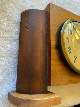 Antique Gilbert Mantel Clock in Natural Wood With Rare Simple Design 3