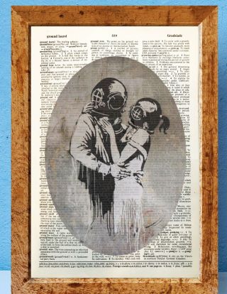 Banksy Think Tank Art Dictionary Page Art Print Vintage Gift Antique Book J99