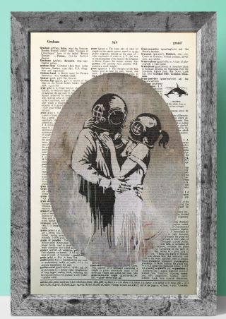 Banksy think tank art dictionary page art print vintage gift antique book J99 2