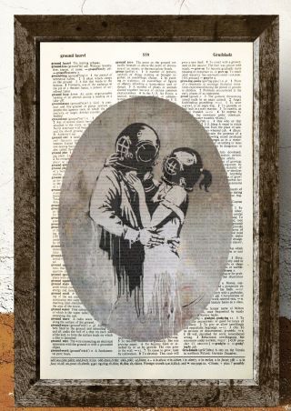 Banksy think tank art dictionary page art print vintage gift antique book J99 3