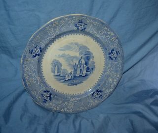Antique W.  Adams Ironstone Columbia 14 Sided Blue 9.  75” Transferware Plate