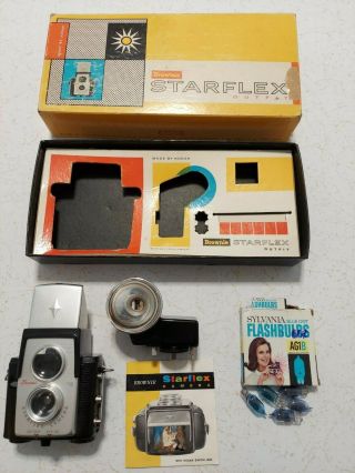 Vintage Antique Brownie Starflex Camera Outfit In Orig Box W/ Flash,  Bulbs,  Book