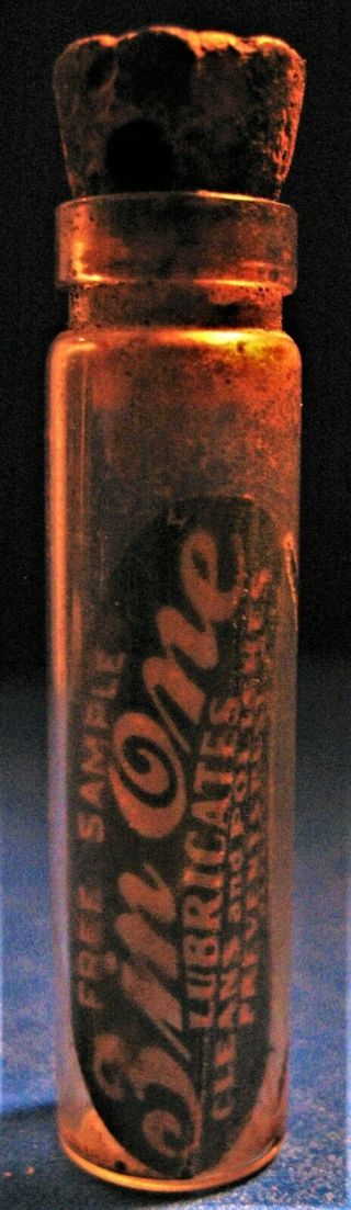 Antique Corked Vial Sample 3 In One Lubricates Cleans And Polishes Patented