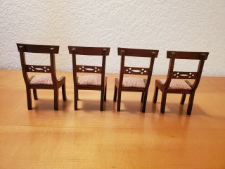Dollhouse Miniatures 1:12 Scale Vintage Wooden Dining Room Chairs Set of 4 3