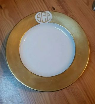 4 Antique Thomas Bavaria Porcelain Plate Set White & Gold Gilded