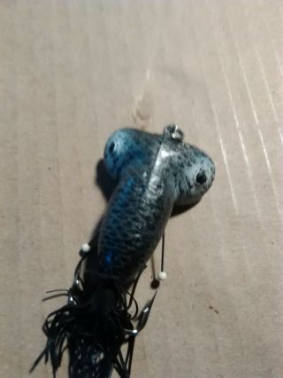 Old Lure Vintage Silver And Black Burke Topwater Lure For Bass Fishing Weedless.