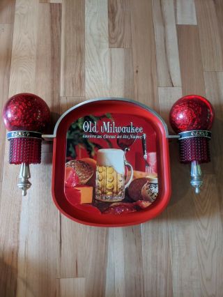 Rare Old Milwaukee Beer Sign Globes Sconce Draft Mug Non Lighted Sign