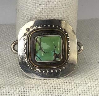 Tabra Vintage Rare Sterling Silver Signed Square Turquoise Connector Charm