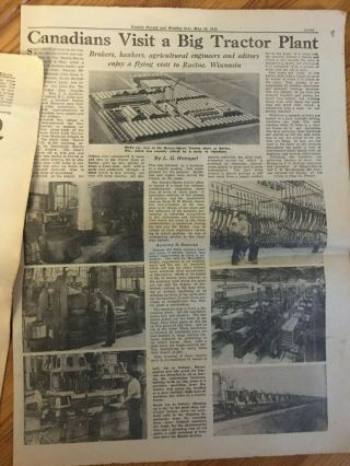 Rare 1950 Canada Article Tour Of Massey Harris Tractor Plant Wisconsin