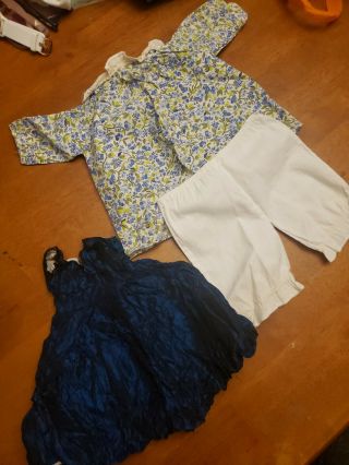Vintage Baby Doll Clothes,  1 Dress,  & 1 Outfit (shirt,  Pants)