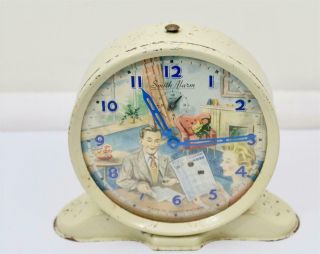 Rare Smith Alarm Clock Football Pool Checker Novelty C.  1950s Great Britain