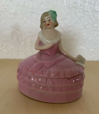 Vintage German Crinoline Lady - Jewelry - Ring - Trinket Box Figurine - 1940 