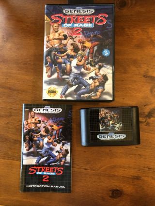 Streets Of Rage 2 Ii Complete Sega Genesis Cib Game W/hang Tab Rare