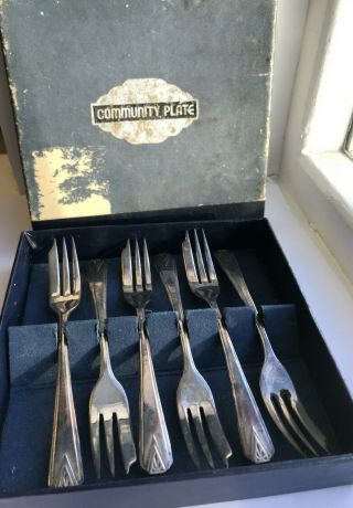 Vintage Deauville By Community Plate Pastry Forks Set X 6 W10