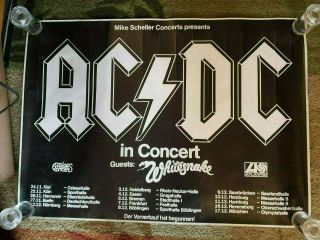 Ac/dc Rare 1980 Back In Black Tour Poster - Rare - Whitesnake