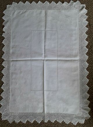 Vintage Linen & Lace Teatray Cloth 18 X 26 Inches