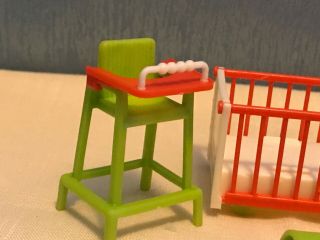 vintage BRUDER Germany Plastic Miniature Dollhouse nursery furniture w baby 2 2