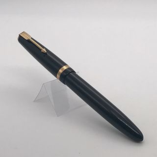 Lovely Rare Vintage Parker Duofold Maxima Fountain Pen Black Gold Trim 14ct Nib