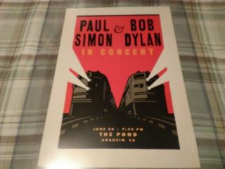 Bob Dylan & Paul Simon " Rare " The Pond Anaheim,  Ca Concert Poster,