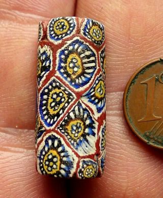 Perle Millefiori Verre Ancien Murano Mali Antique African Venetian Trade Bead A4