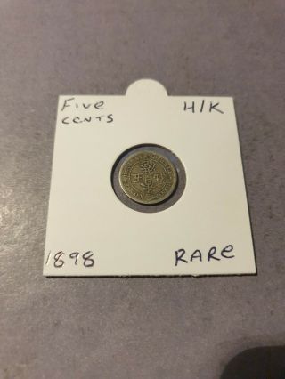Rare British Hong Kong 1898 Silver 5 Cent Coin From Victoria