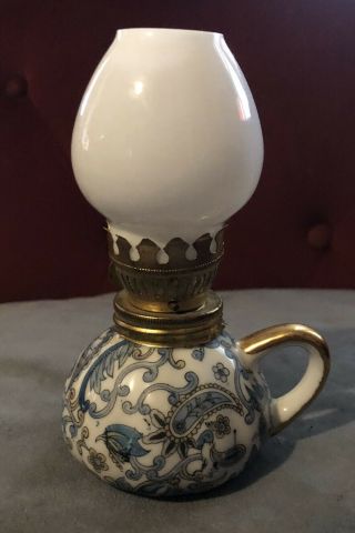 Rare Vintage 1950’s Lefton China Hand Painted Oil Lamp