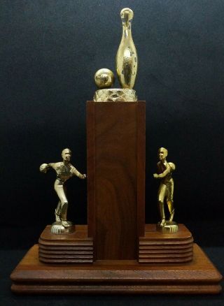 Vintage Art Deco Bowling Trophy Wood