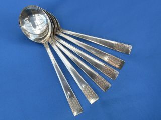 6 National Silver Co 1946 Cavalcade Pattern Soup Spoons Silver Plate Flatware