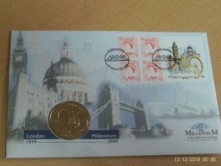 5 Pounds 1998 Gibraltar Millenium First Day Cover Rare Virenium Toned