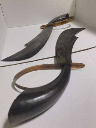 2 Rare Vintage 1940’s Philippines Souvenir Engraved Horn Sword