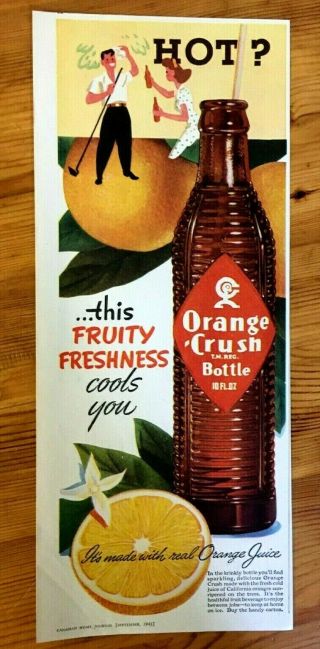 Rare 1943 Canada Canadian Ad Orange Crush Soda Wwii Era Real Orange Gardening